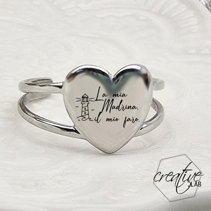 Anello in acciaio a Cuore, personalizzabile