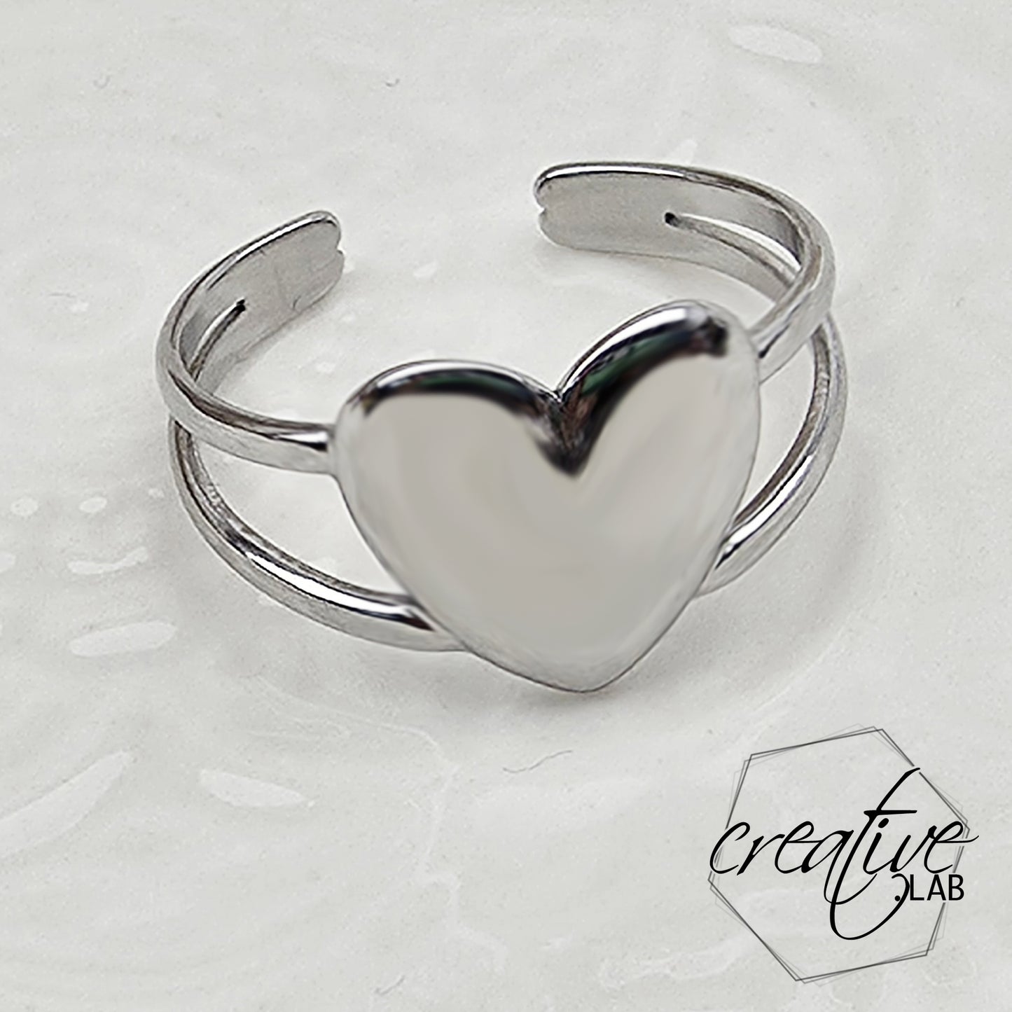 Anello in acciaio a Cuore, personalizzabile