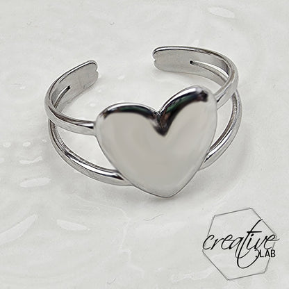 Anello in acciaio a Cuore, personalizzabile