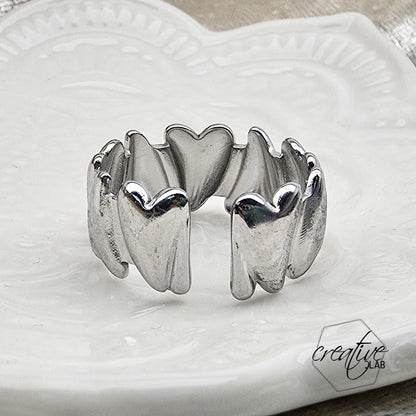 Anello in acciaio Cuori Pieni