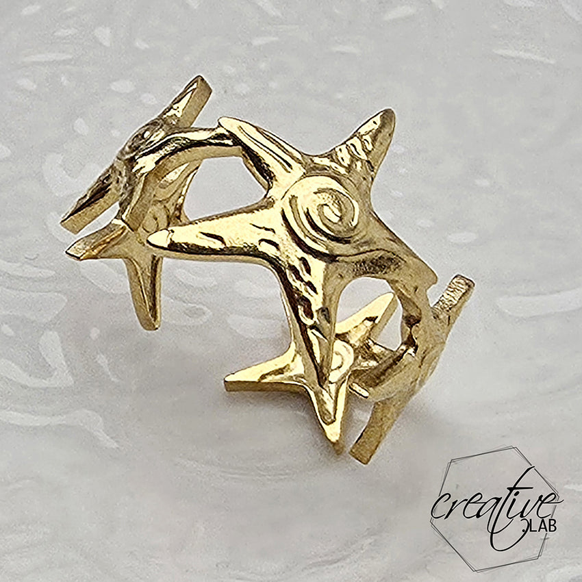 Anello in acciaio oro Stelle