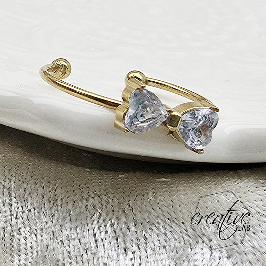 Anello in acciaio oro Fiocco