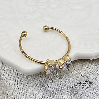 Anello in acciaio oro Fiocco