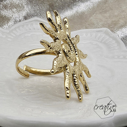 Anello in acciaio oro Sole