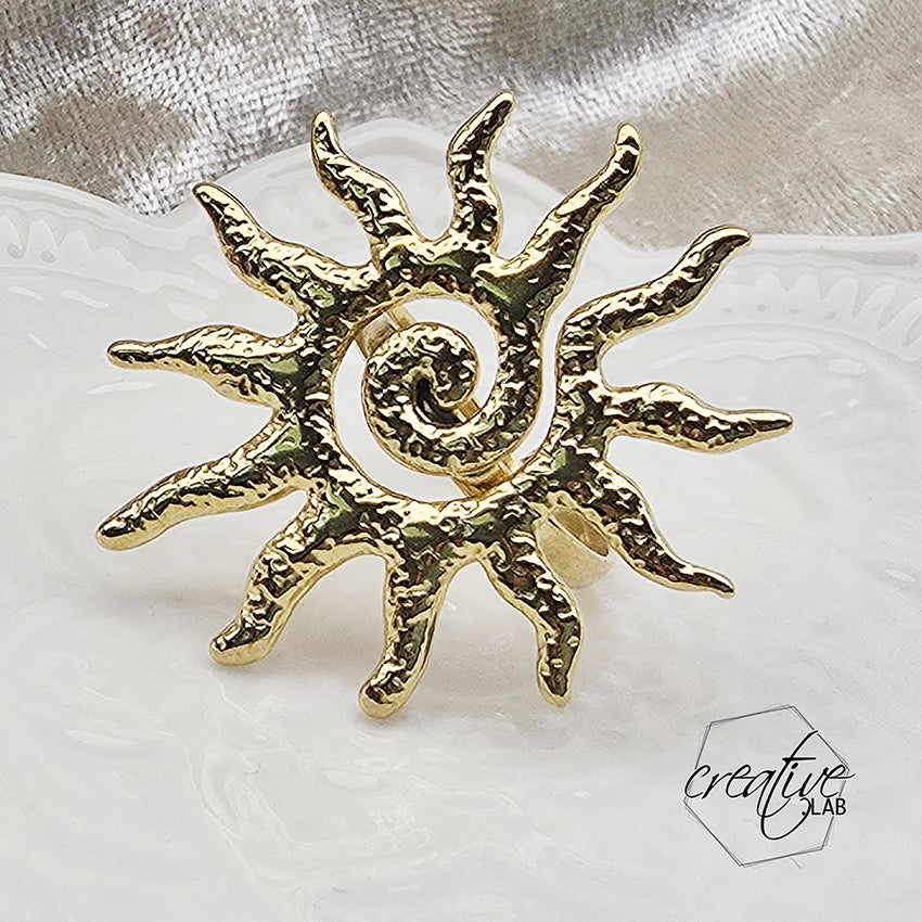 Anello in acciaio oro Sole