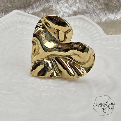 Anello in acciaio oro Cuore Stroppicciato