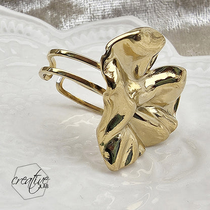 Anello in acciaio oro Cuore Stroppicciato