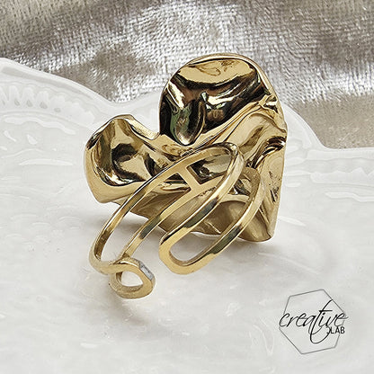 Anello in acciaio oro Cuore Stroppicciato