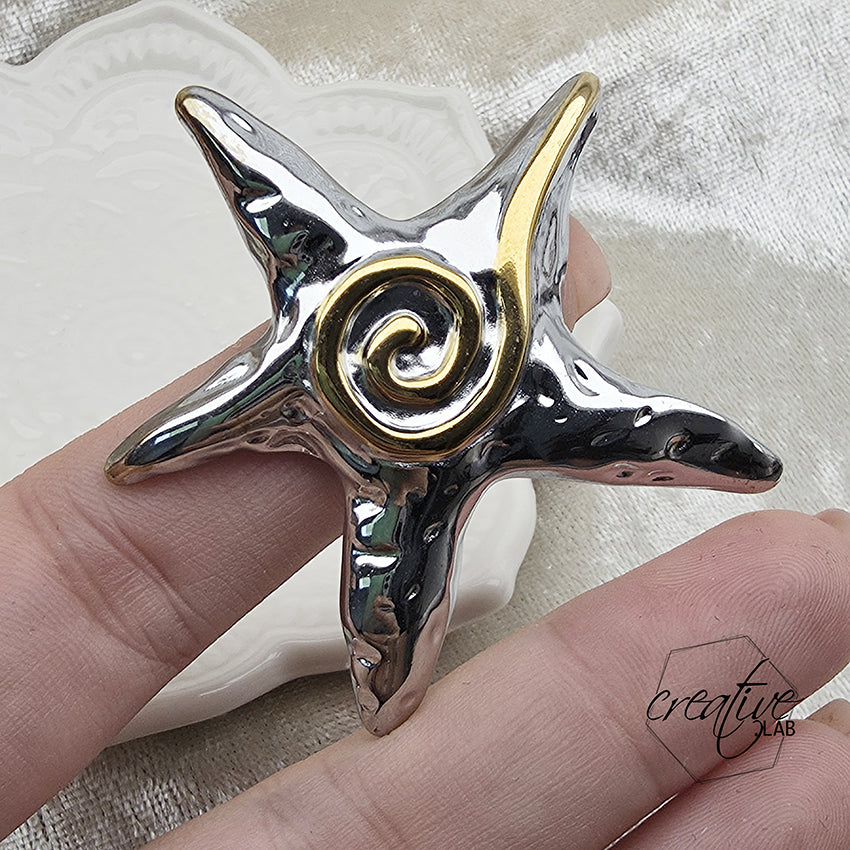 Anello in acciaio oro e argento Grande Stella