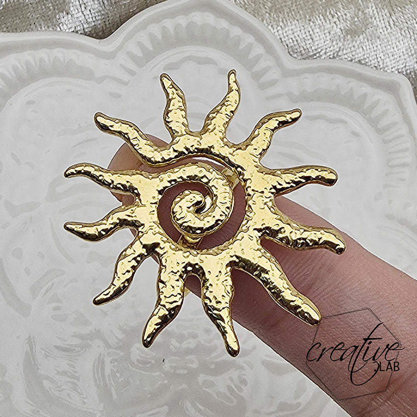 Anello in acciaio oro Sole