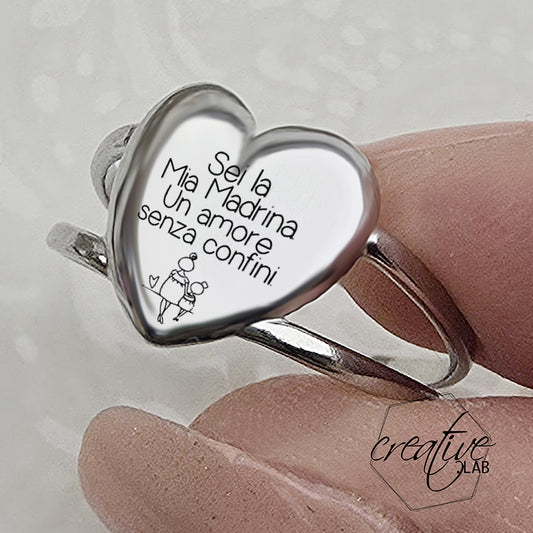 Anello in acciaio a Cuore, personalizzabile