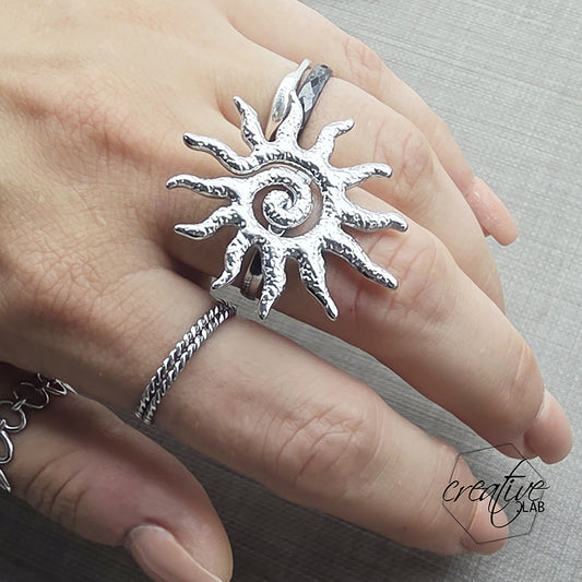 Anello in acciaio Sole