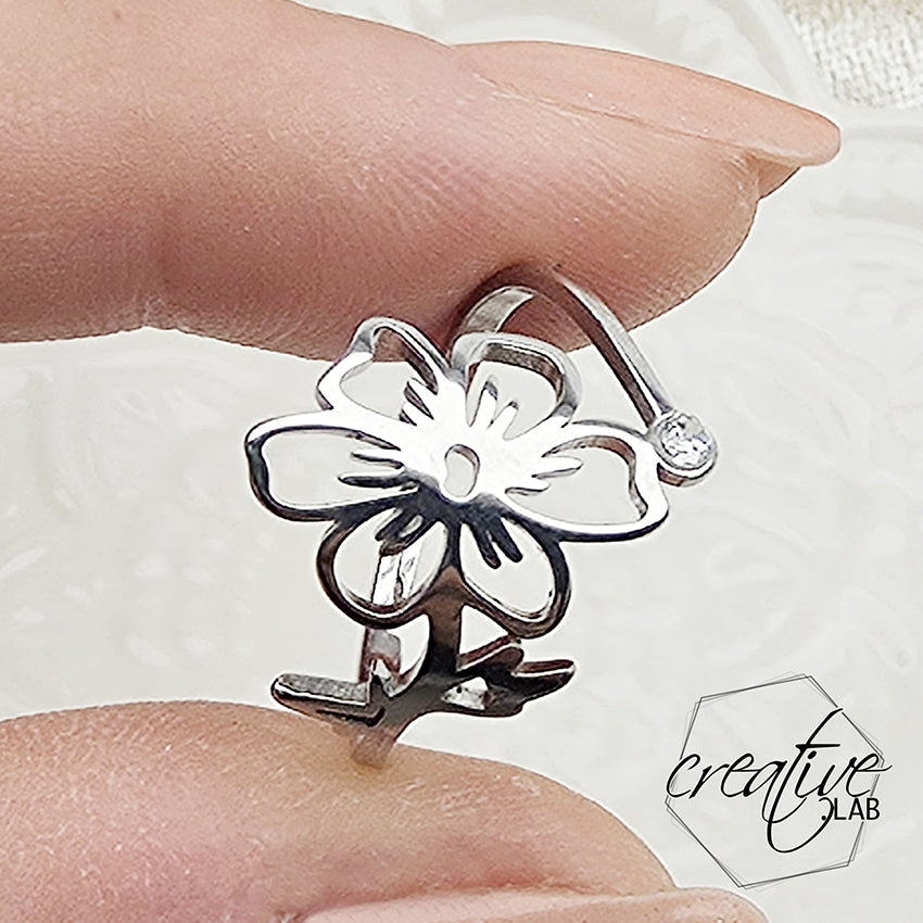 Anello in acciaio Hawaii con zircone