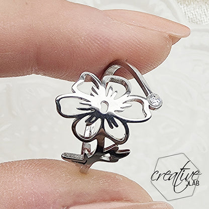 Anello in acciaio Hawaii con zircone