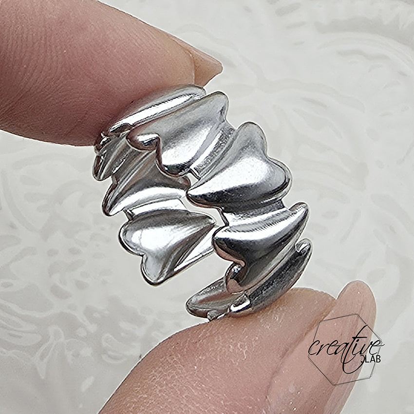 Anello in acciaio Cuori Pieni