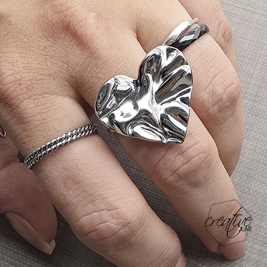 Anello in acciaio Cuore Stroppicciato