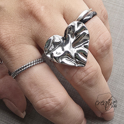 Anello in acciaio Cuore Stroppicciato