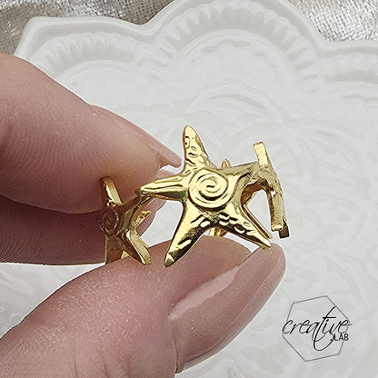 Anello in acciaio oro Stelle