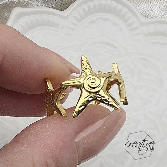 Anello in acciaio oro Stelle
