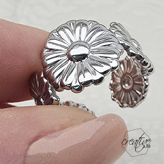 Anello in acciaio Fiori Tondi