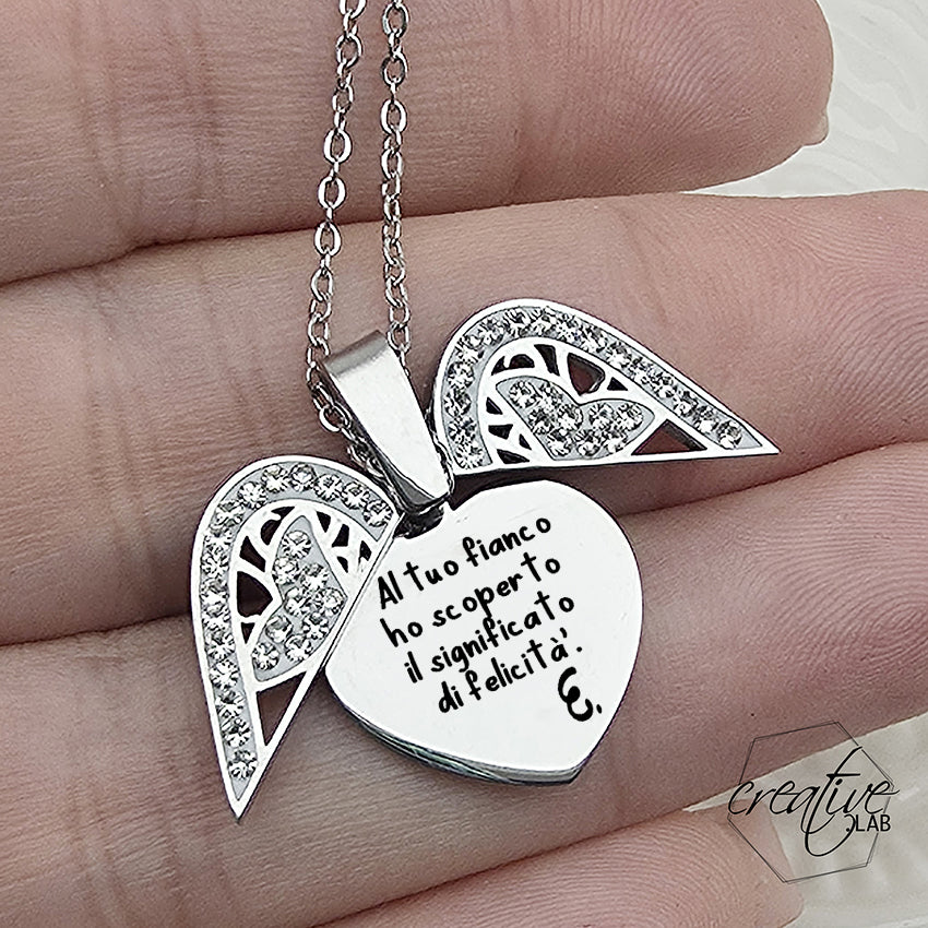 Ciondolo a cuore apribile personalizzabile - farfalla