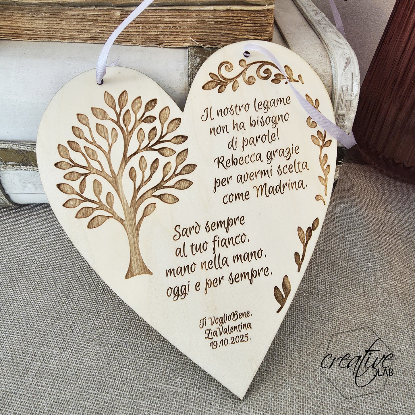 Cuore per Madrina/Padrino/Testimoni, personalizzabile