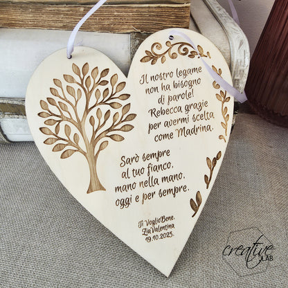 Cuore per Madrina/Padrino/Testimoni, personalizzabile