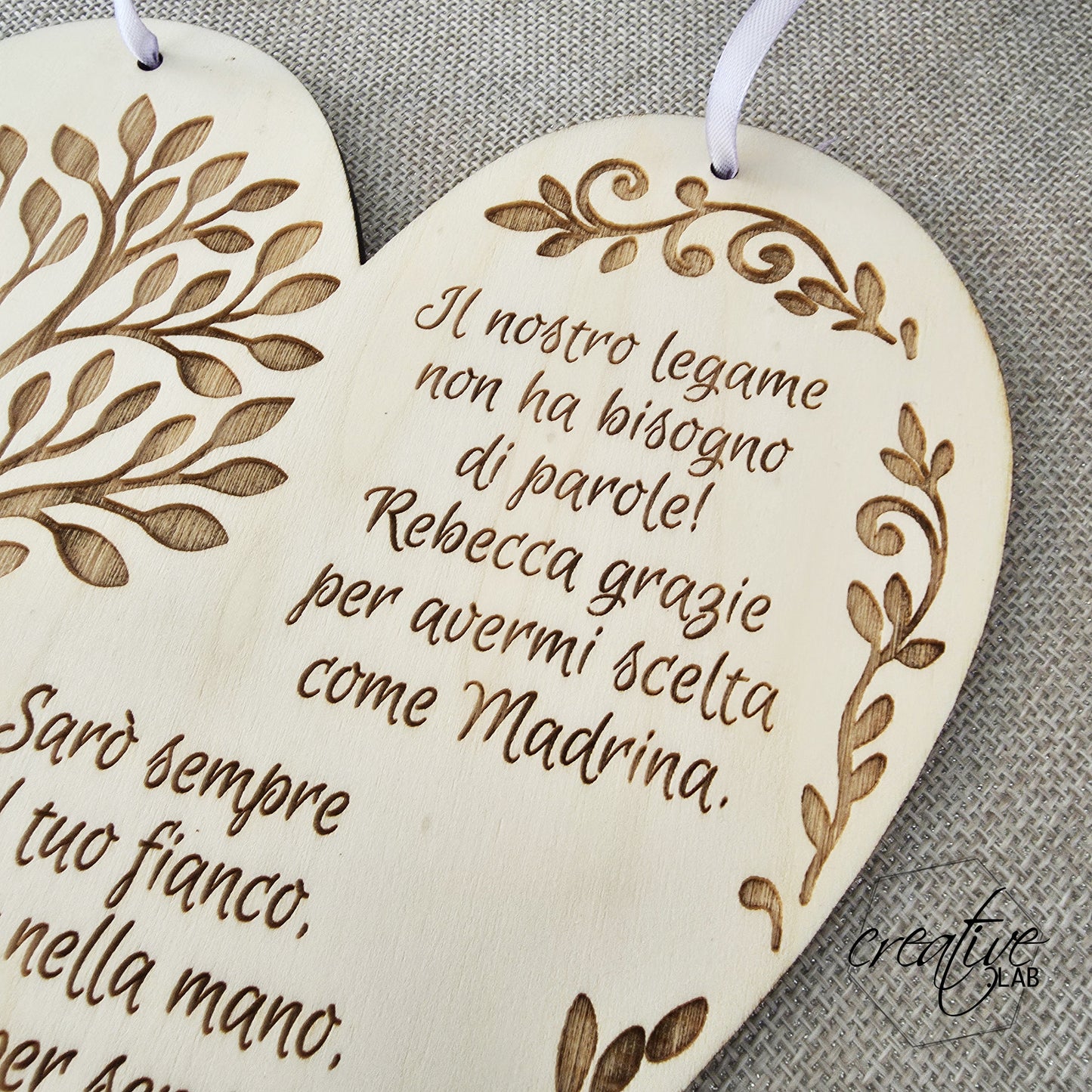Cuore per Madrina/Padrino/Testimoni, personalizzabile