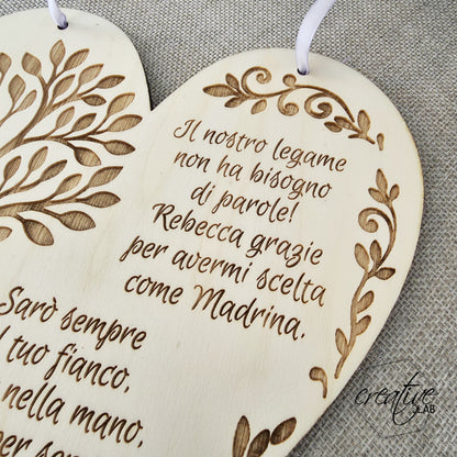 Cuore per Madrina/Padrino/Testimoni, personalizzabile