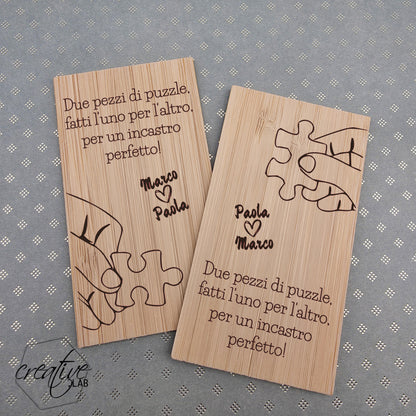 Coppia di card in bamboo personalizzabile
