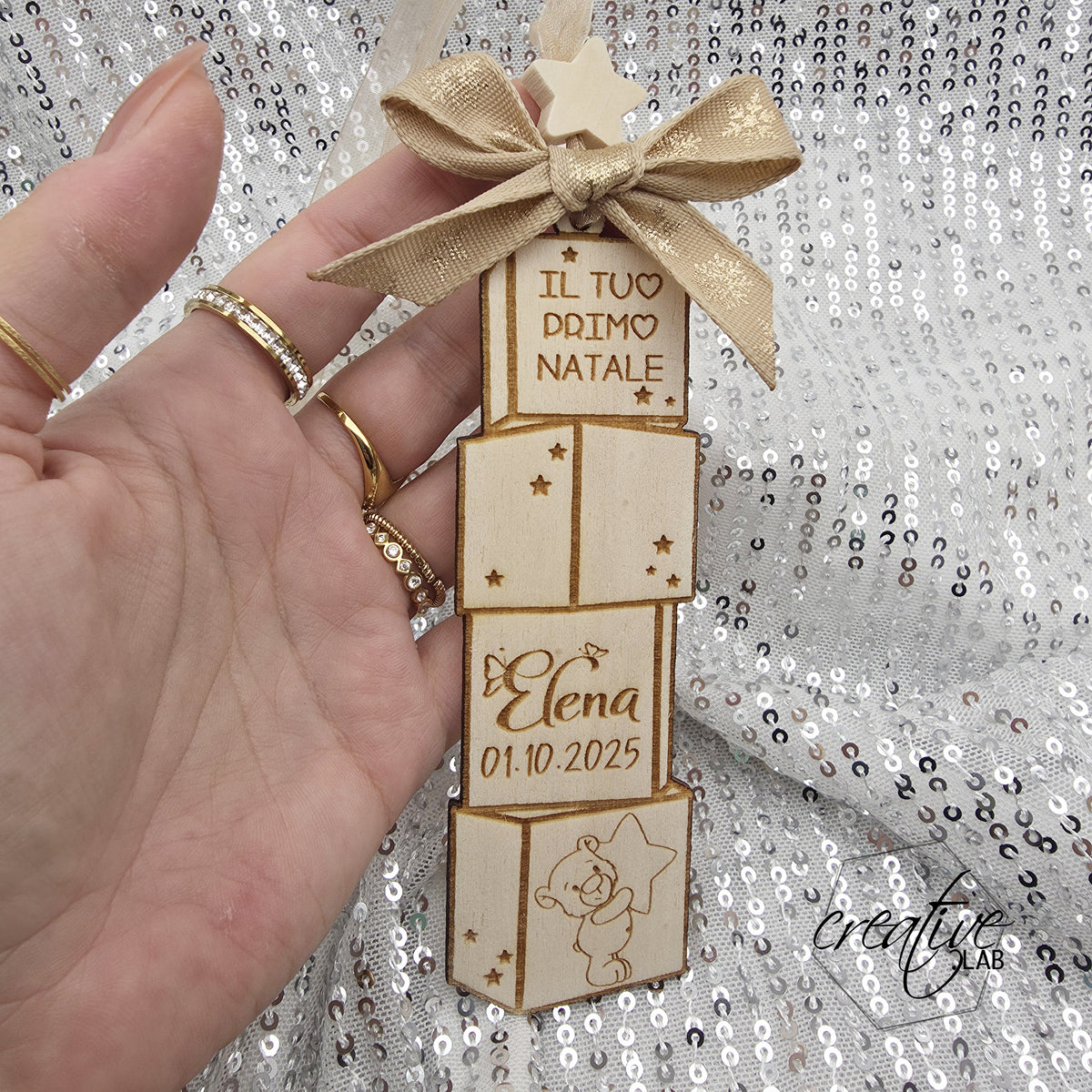 Decorazione Natalizia Il tuo primo Natale , personalizzabile - cubi