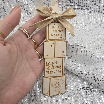 Decorazione Natalizia Il tuo primo Natale , personalizzabile - cubi