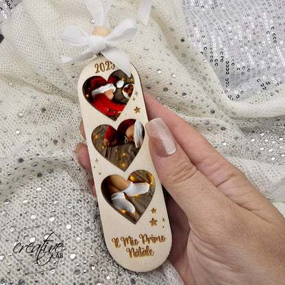 Decorazione Natalizia con fotografia, personalizzabile - Il Mio Primo Natale