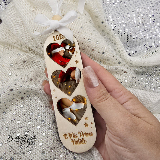 Decorazione Natalizia con fotografia, personalizzabile - Il Mio Primo Natale