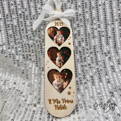 Decorazione Natalizia con fotografia, personalizzabile - Il Mio Primo Natale