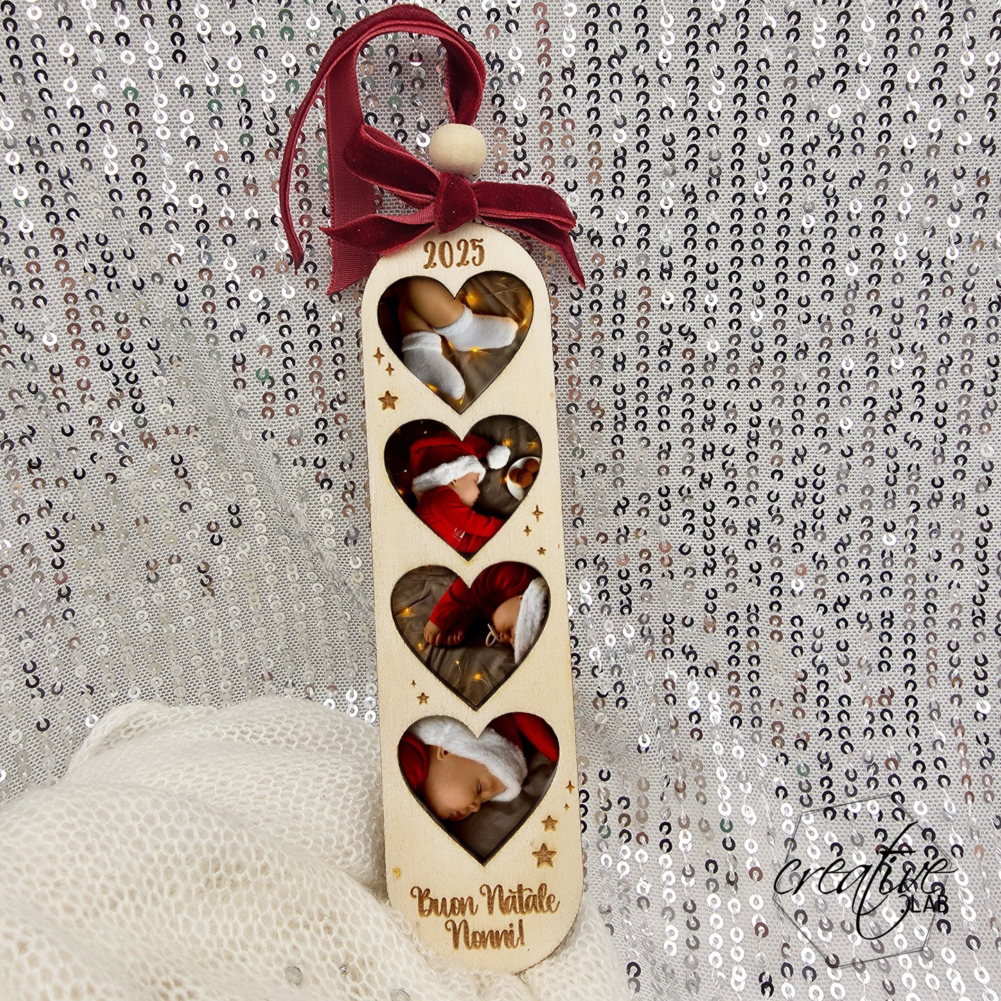 Decorazione Natalizia con fotografia, personalizzabile