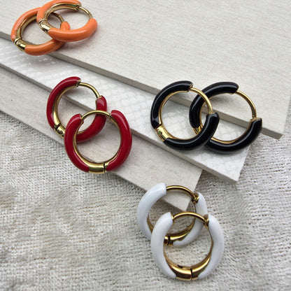 Orecchini a cerchio 16 mm in acciaio, smaltati