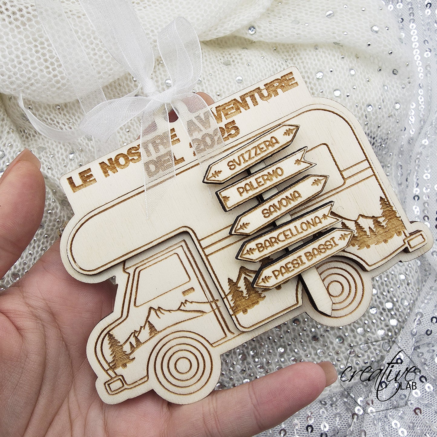 Pallina Natalizia Camper per la famiglia, personalizzabile