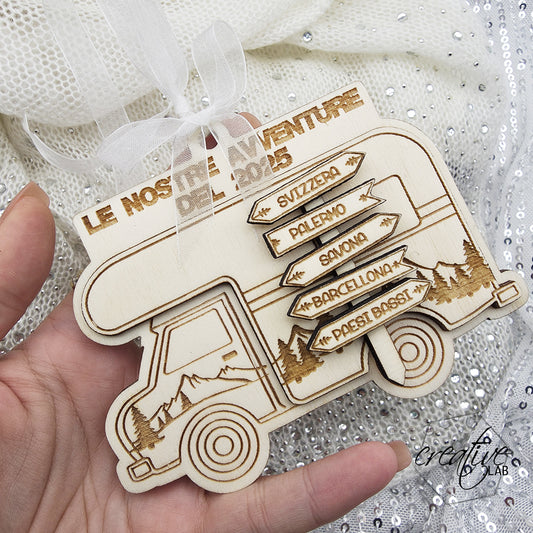 Pallina Natalizia Camper per la famiglia, personalizzabile