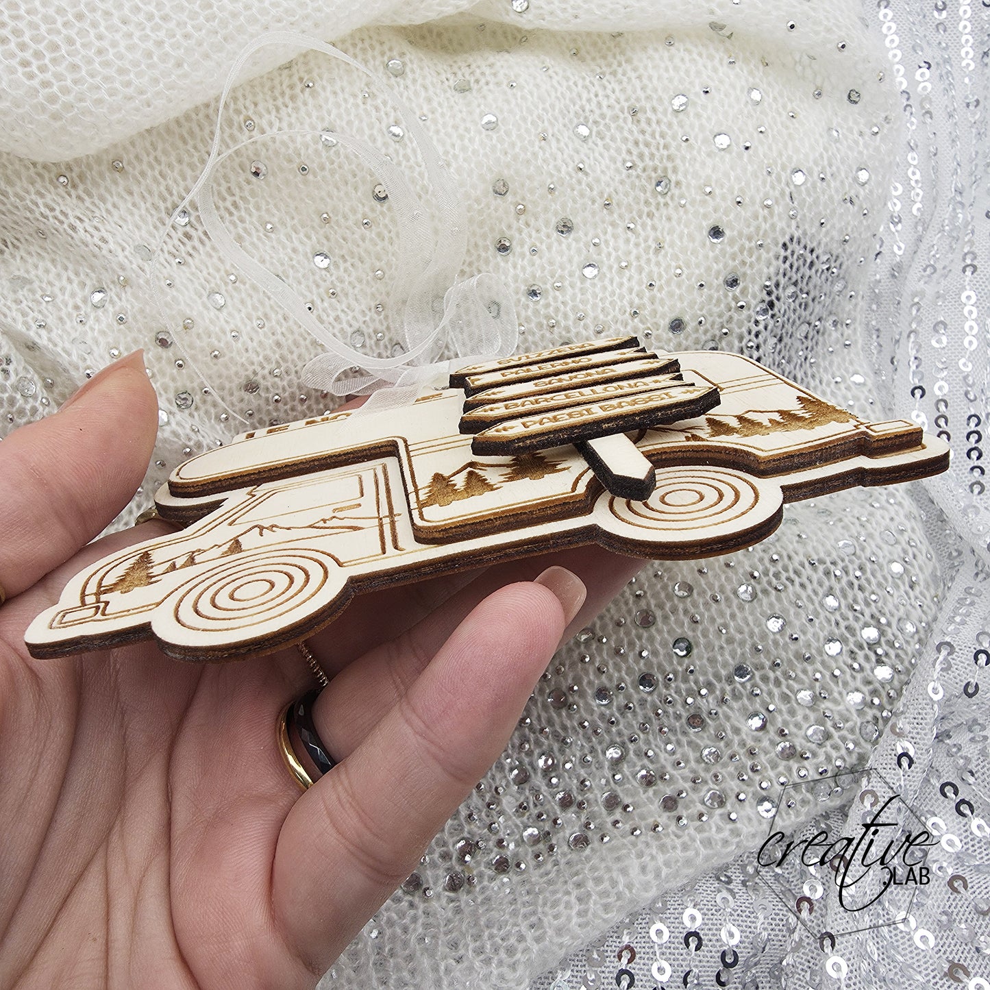 Pallina Natalizia Camper per la famiglia, personalizzabile