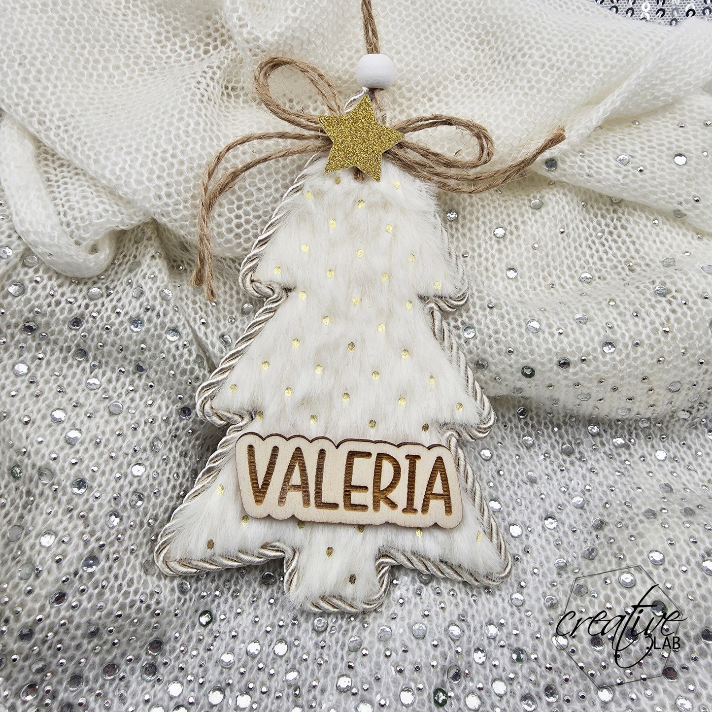 Pallina ad alberello, morbido peluche, personalizzabile con nome