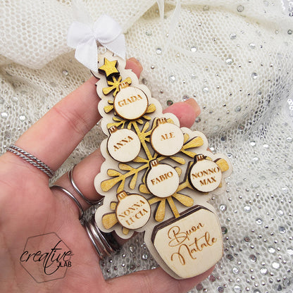 Pallina di Natale alberello per famiglia, personalizzabile