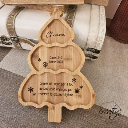 Tagliere/porta antipasti in bamboo ad albero, personalizzabile