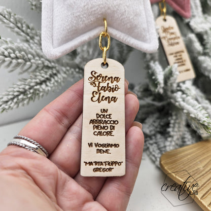 Decorazione natalizia stella in peluche con pendente personalizzabile