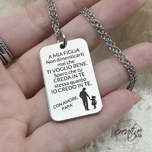 Ciondolo personalizzabile con collarino "A mia figlia" (B1)