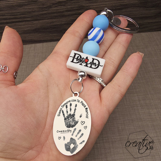 Portachiavi per il papà con impronte delle mani originali, personalizzabile