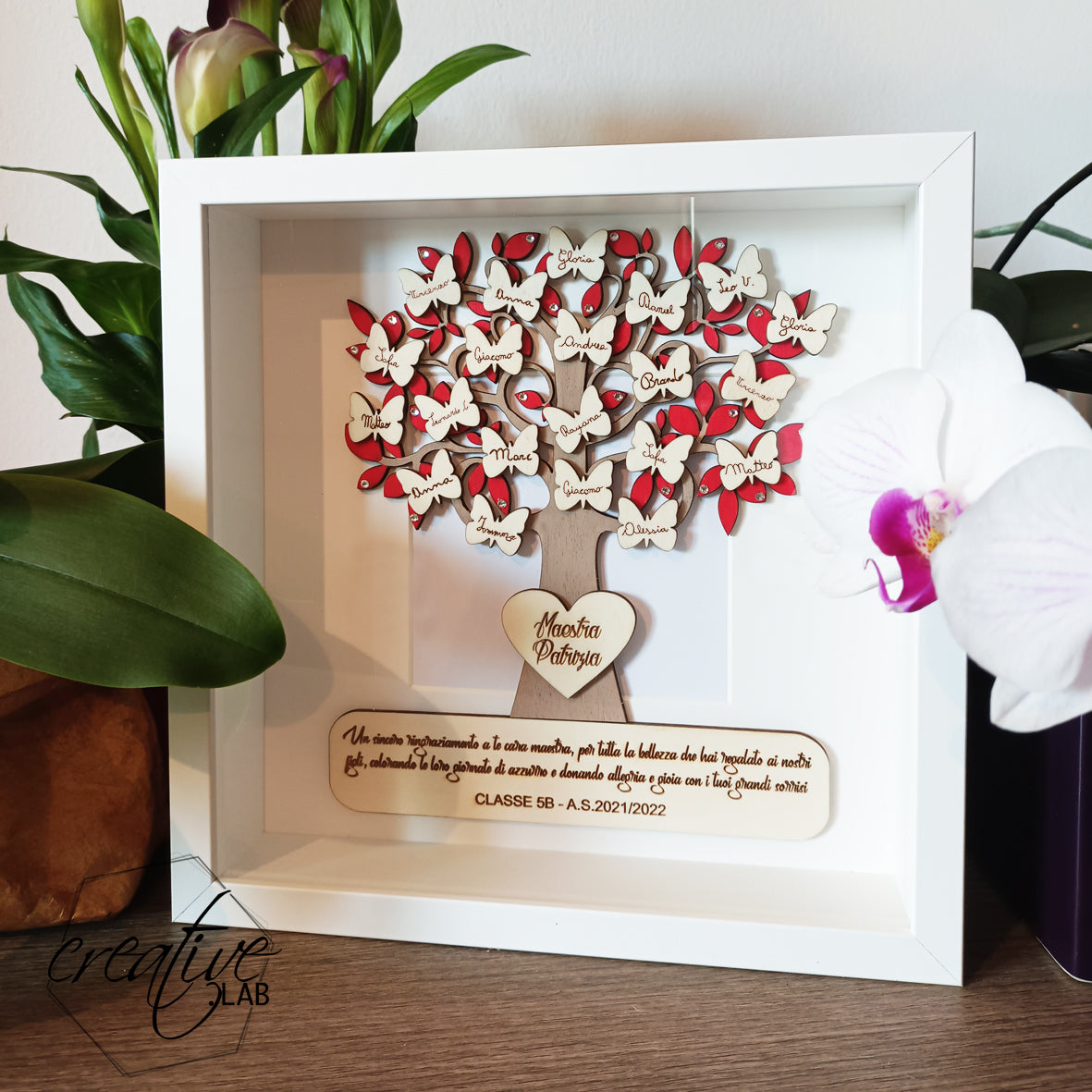 Albero della vita in cornice per insegnanti con firme originali