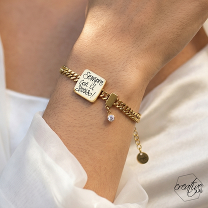 Bracciale Grumetta  in acciaio oro, personalizzabile