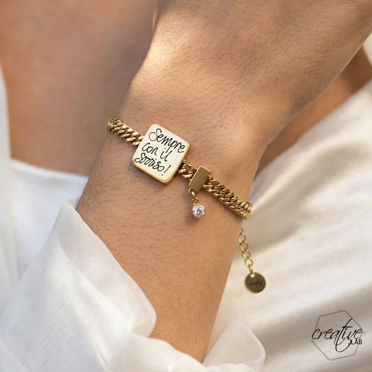 Bracciale Grumetta  in acciaio oro, personalizzabile