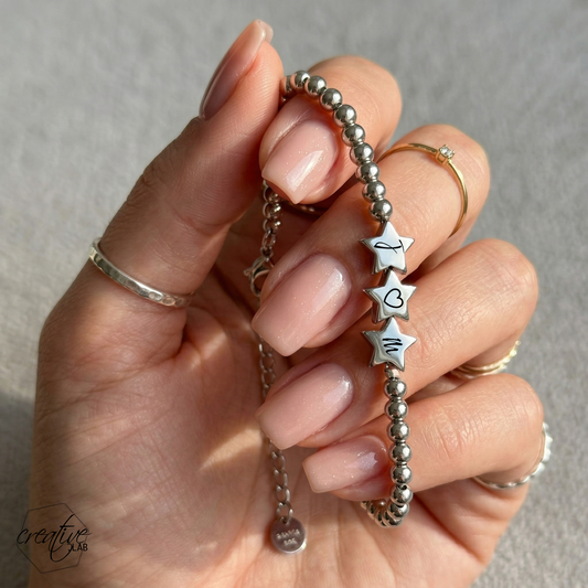 Bracciale con stelline in acciaio, personalizzabile